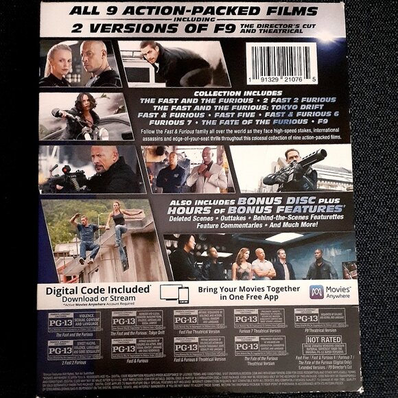 Fast & Furious 9 Movie Collection Blu-ray "Like New" - with Bonus Disc Too Boxed - Picture 6 of 6